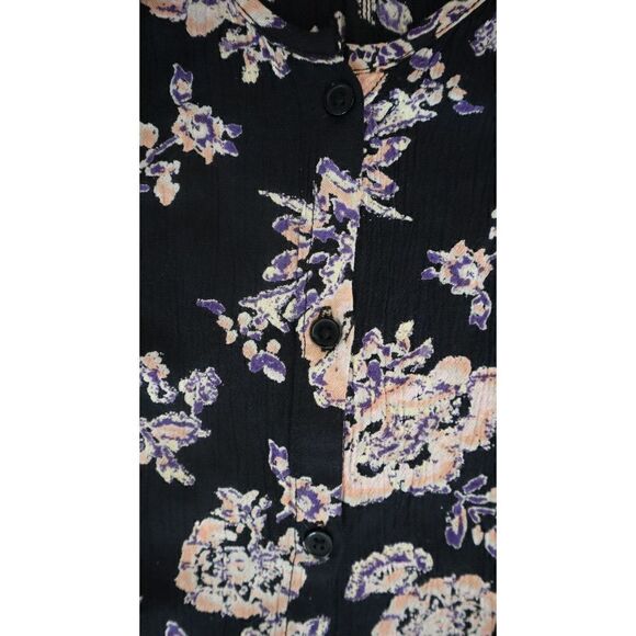 Billabong J201EFES Women's Sz S Black Floral Short Sleeve Button Front Romper - Picture 10 of 13